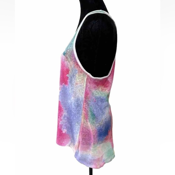 Rainbow Brand Tunic Tank Top M Linen Cotton Racerback Scoop Neck Tie Dye Pink - Picture 4 of 6